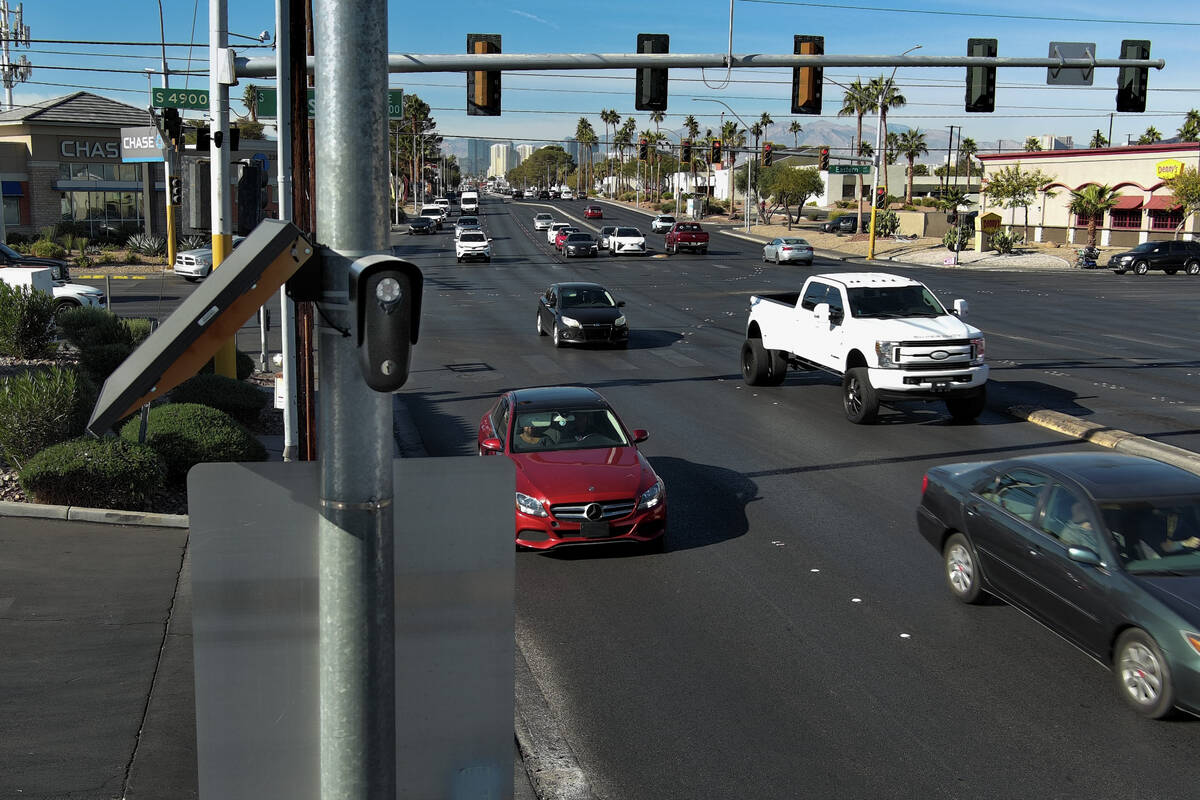 A license plate camera is seen at the intersection of Tropicana and Eastern Avenues Friday, Dec ...