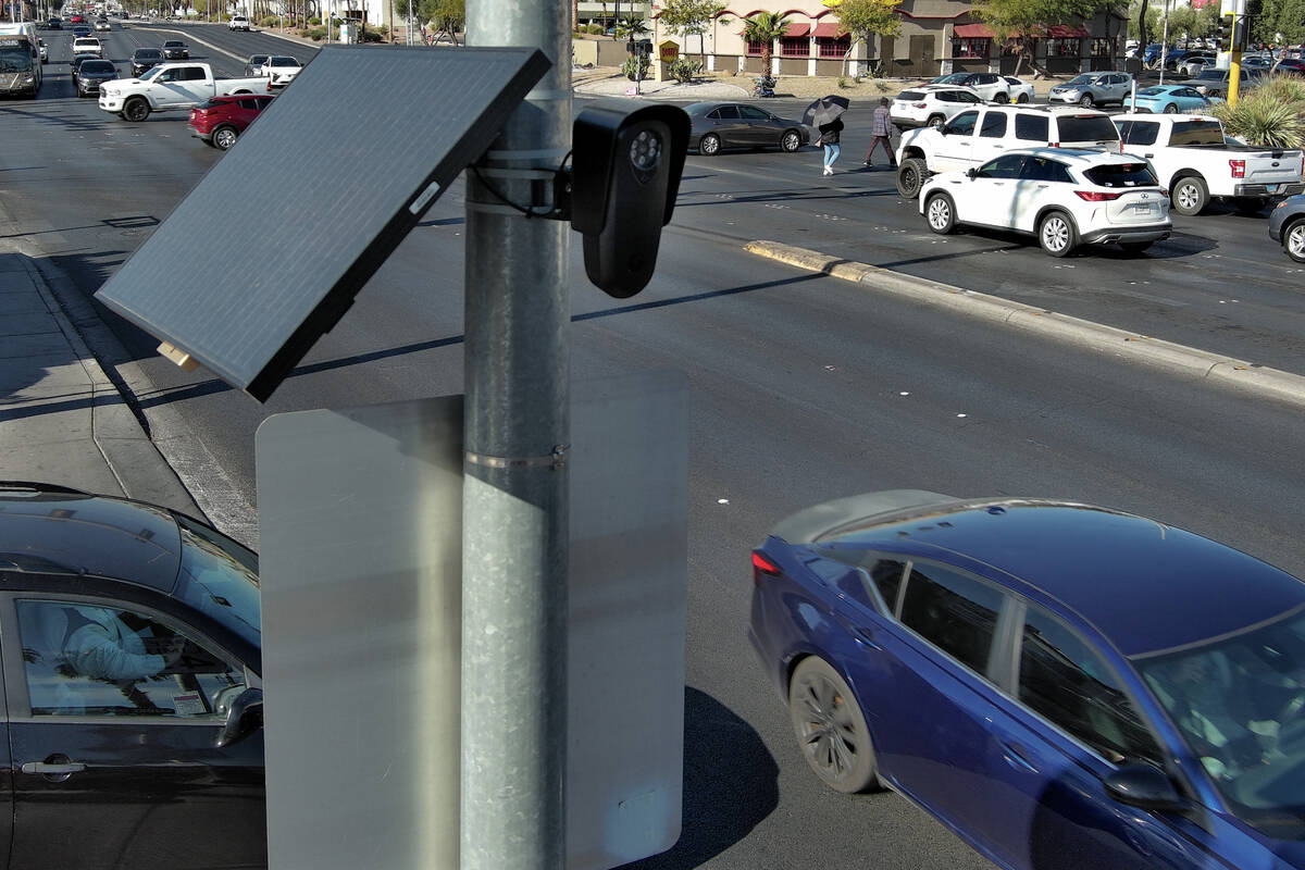 A license plate camera is seen at the intersection of Tropicana and Eastern Avenues Friday, Dec ...