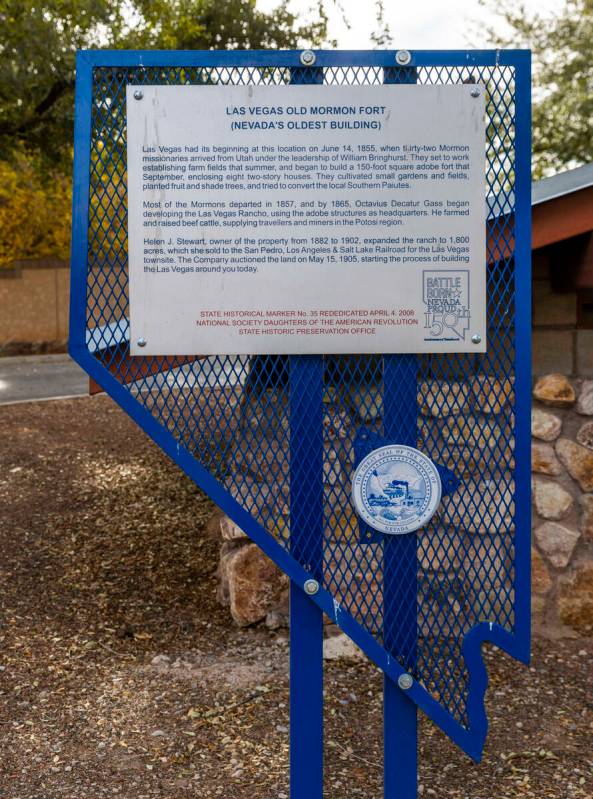 Nevada's historical marker at the Old Mormon Fort, one of the properties on Preserve Nevada's l ...