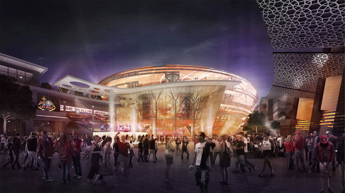 Artist's rendering of the proposed All Net Arena complex; arena exterior. Courtesy Cuningham Gr ...