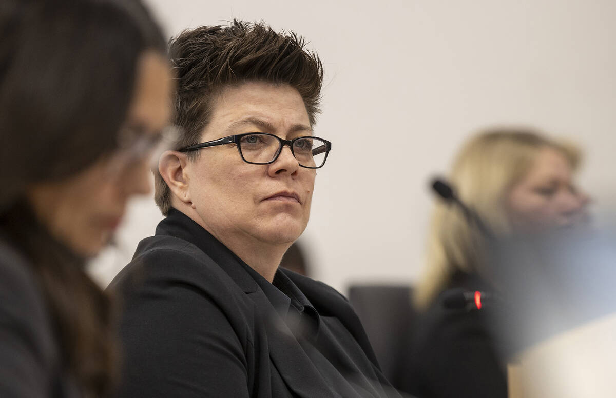 Chief Strategy Officer Kellie Kowal-Paul listens during a Clark County School District board me ...