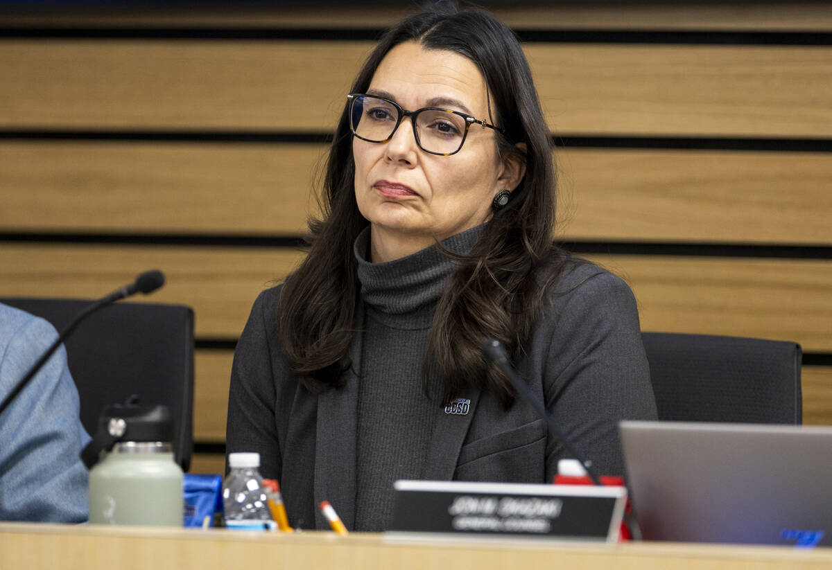 Deputy Superintendent of Teaching and Learning Unit Melissa Gutierrez listens during a Clark Co ...