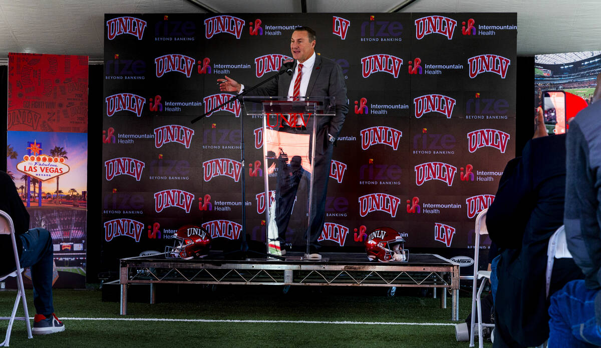 Dan Mullen speaks as he's announced as UNLV's next football coach at the Fertitta Football Comp ...