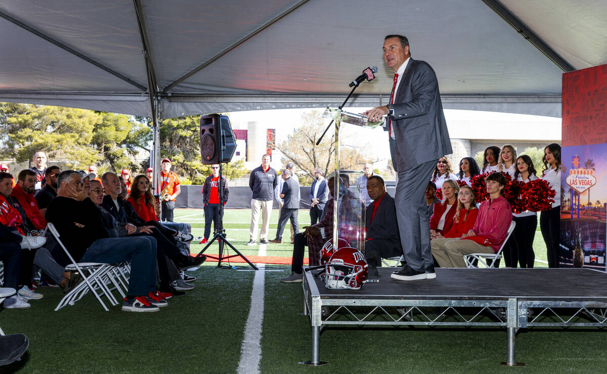 Dan Mullen speaks as he's announced as UNLV's next football coach at the Fertitta Football Comp ...