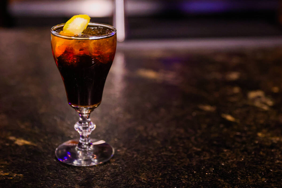 A glass of Picon Punch is seen at Atomic Liquors on Dec. 12, 2024, in Las Vegas. (Madeline Cart ...