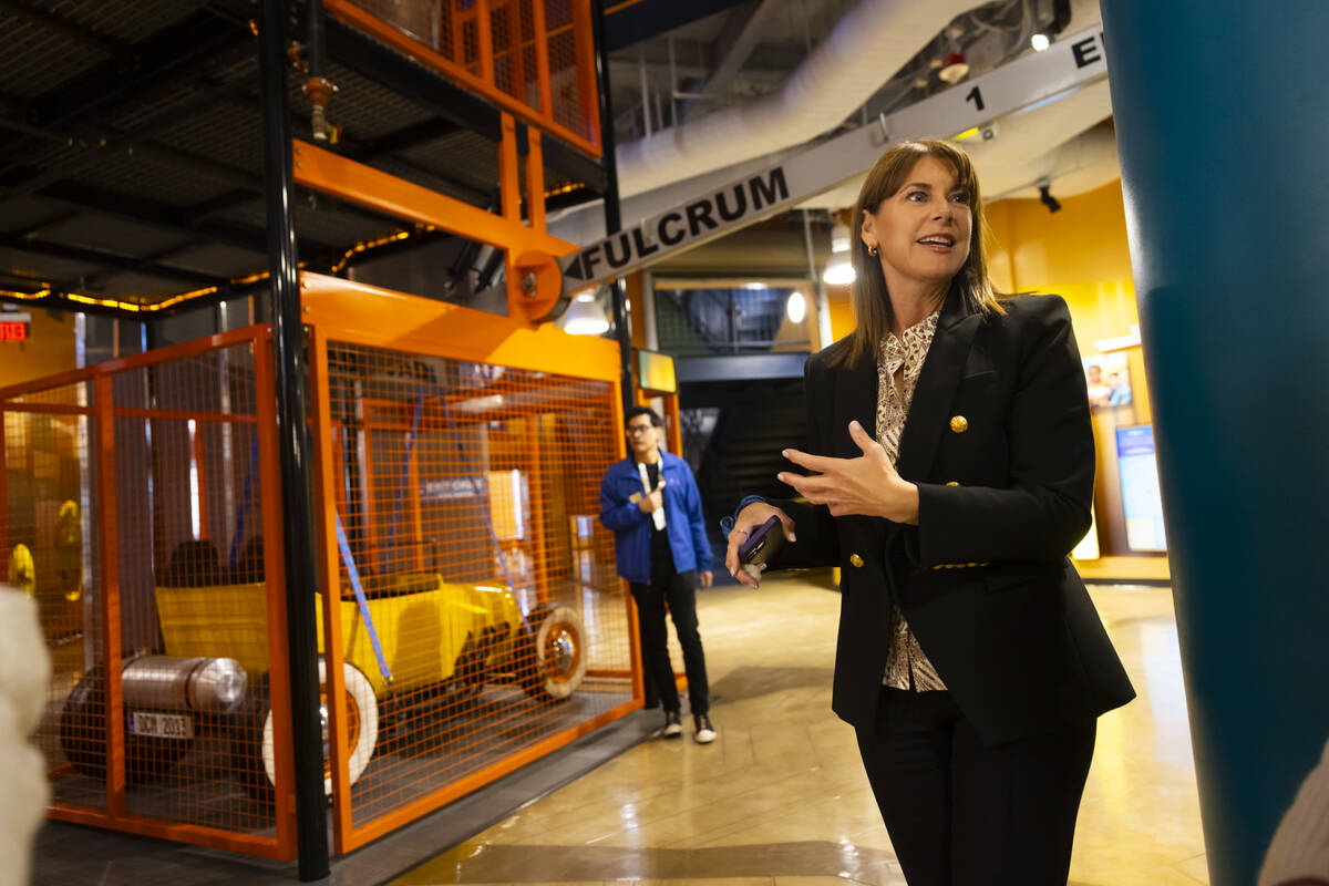 Melissa Kaiser, CEO of Discovery Children’s Museum, speaks during a tour of the museum ...