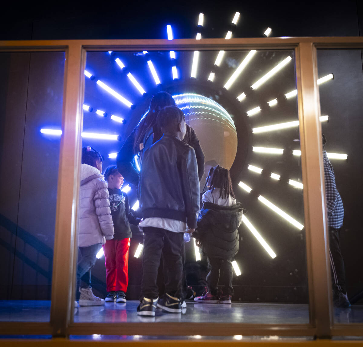 Children explore the energy exhibit during a tour of the Discovery Children’s Museum on ...