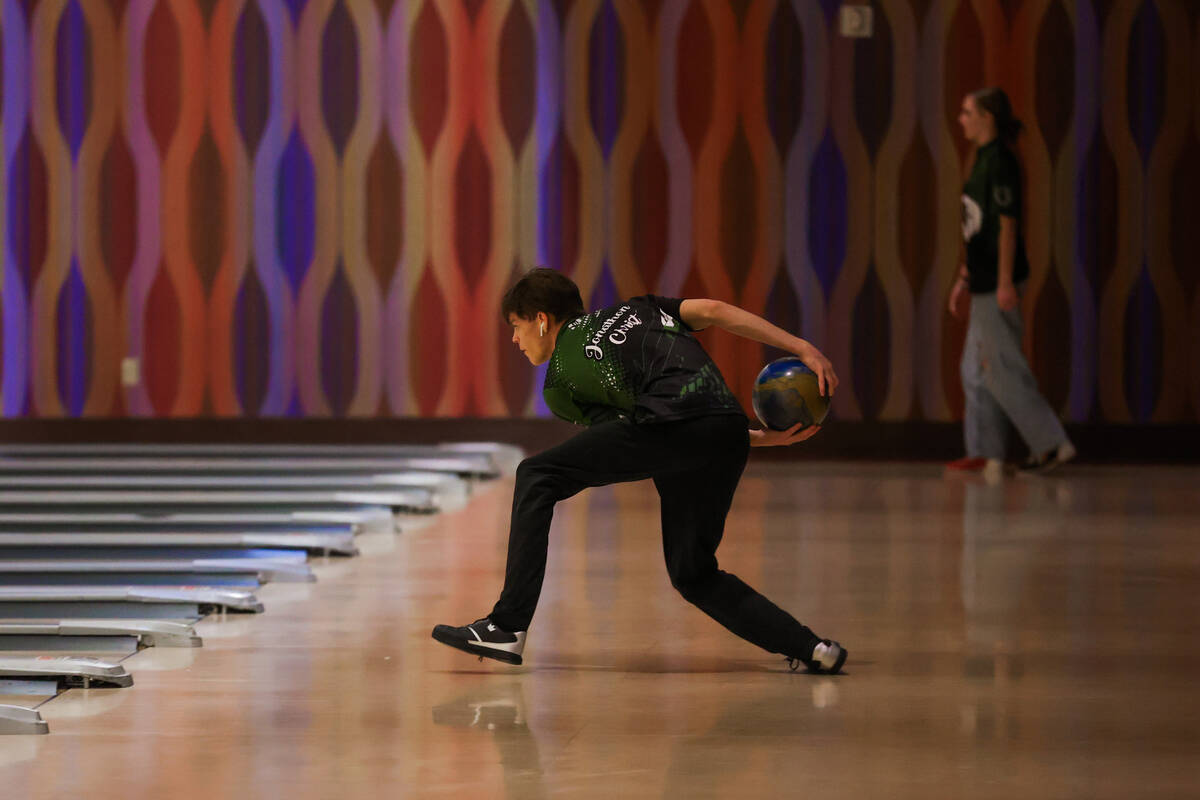 Palo Verde bowler Jonathon Christ bowls during a high school bowling match at the Orleans on De ...