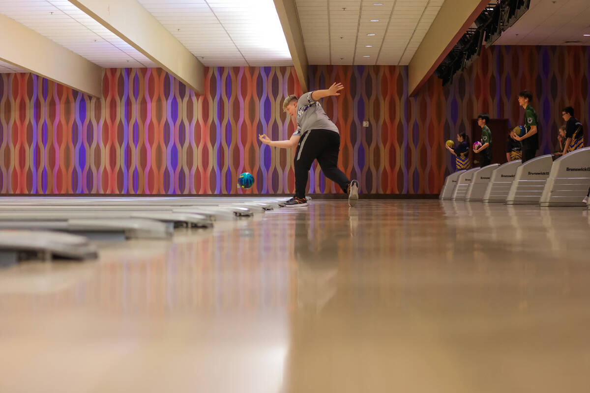 High school students compete during a high school bowling match at the Orleans on Dec. 13, 2024 ...