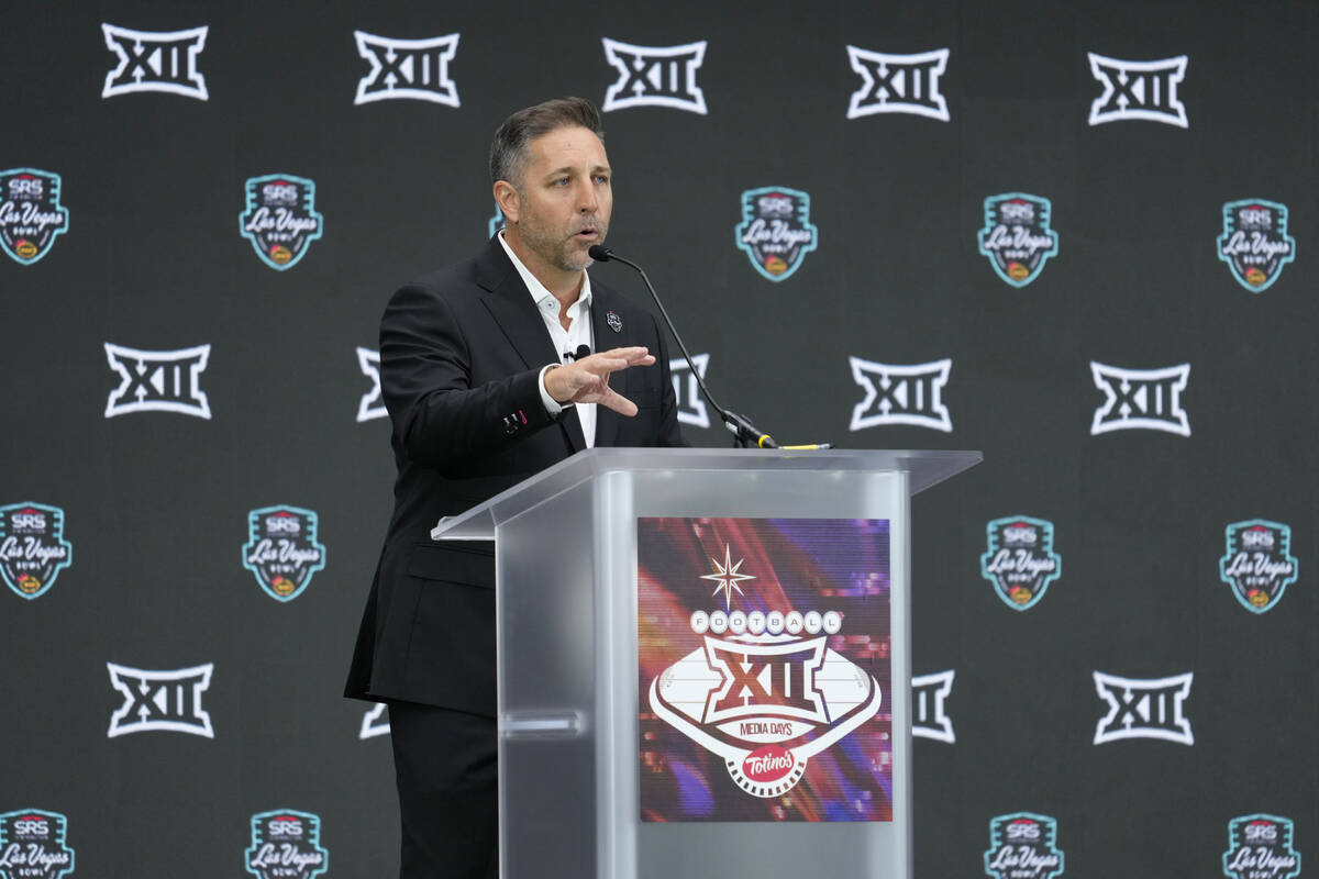 Las Vegas Bowl executive director John Saccenti speaks during Big 12 NCAA college football medi ...