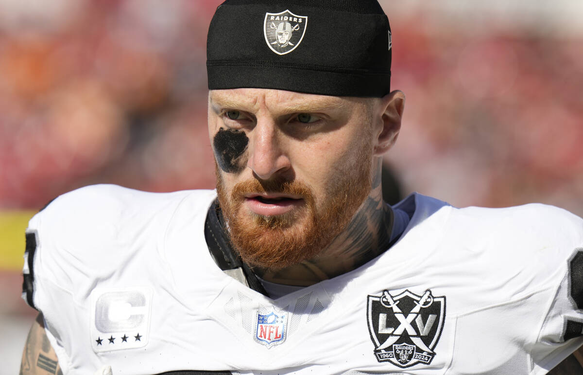 Las Vegas Raiders defensive end Maxx Crosby (98) before an NFL football game against the Tampa ...