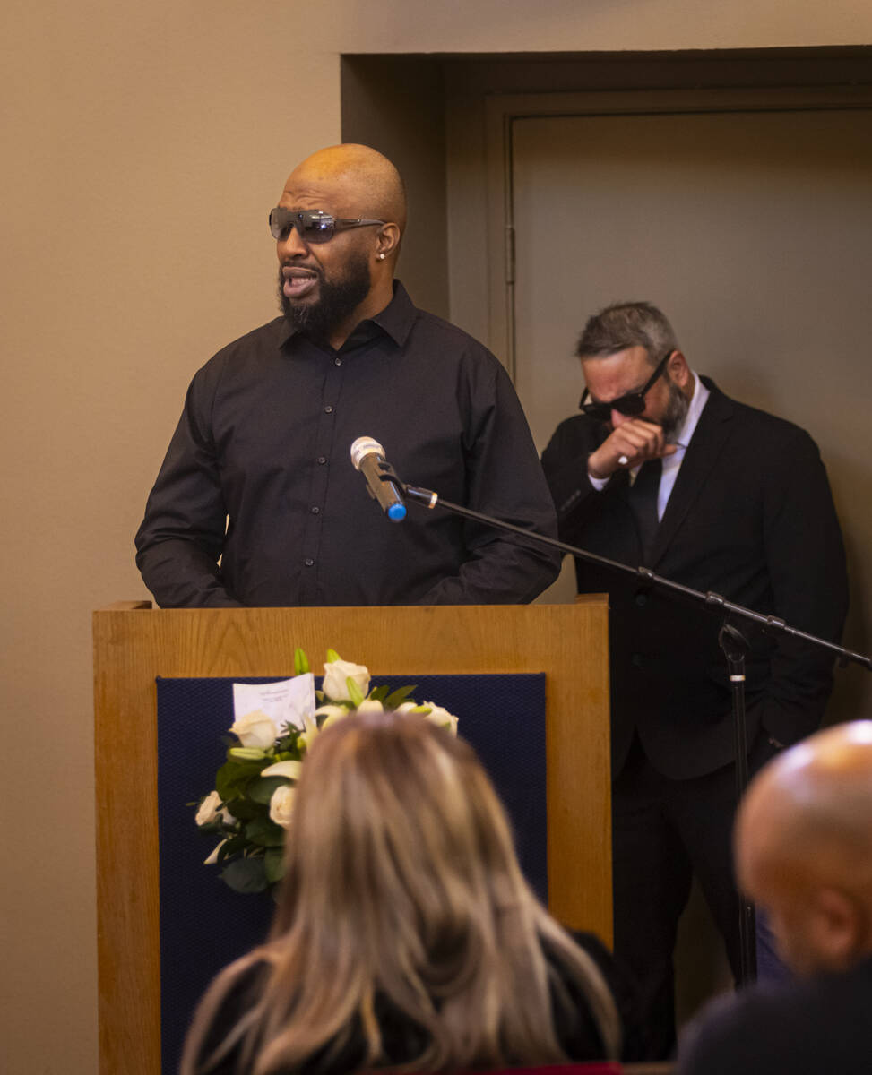 Treyvon Frederick speaks during the funeral service for his longtime friend Brandon Durham at D ...