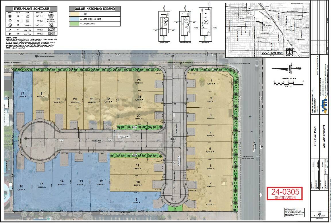 The proposed blueprints for the 25-unit, single family home rental units off Ann Road and Legge ...