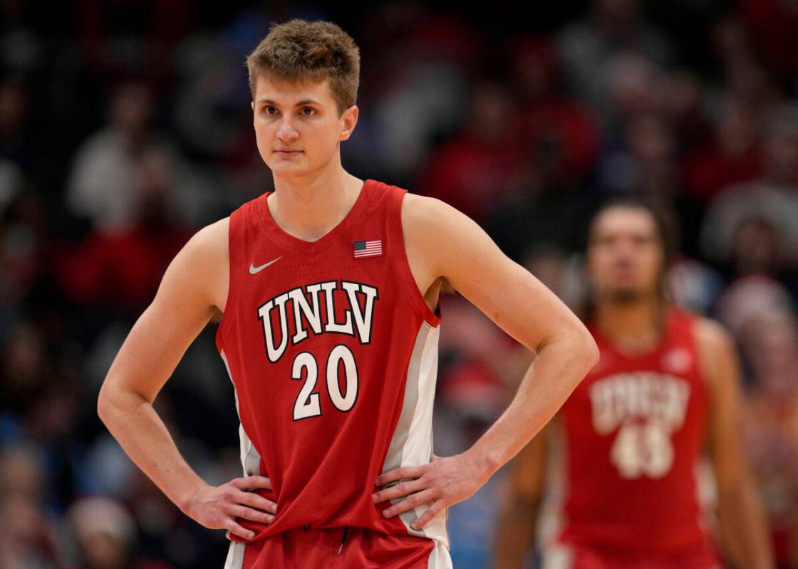 UNLV's Julian Rishwain (20) plays during the second half of an NCAA college basketball game aga ...