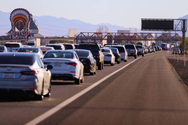 Southbound traffic is seen on Interstate 15 Dec. 1, 2024, near Primm. (Madeline Carter/Las Vega ...