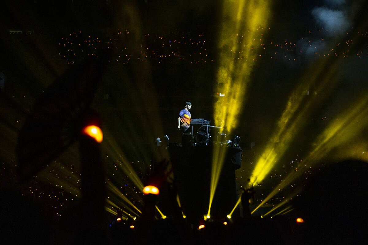 Illenium performs at Allegiant Stadium in Las Vegas, Saturday, July 3, 2021. (Erik Verduzco / L ...