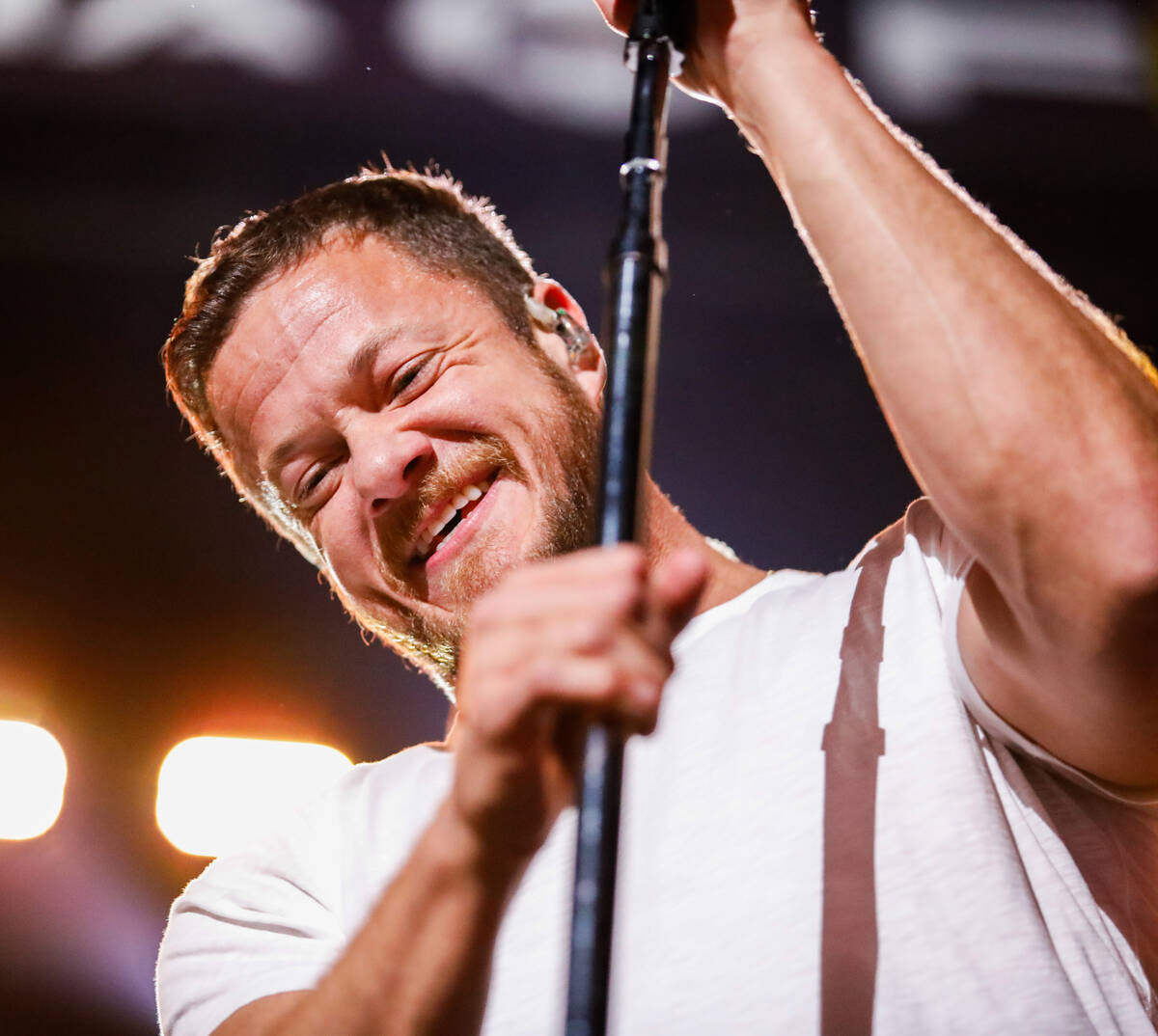 Dan Reynolds, lead singer of Imagine Dragons, performs at the 2023 SEMA Fest on Saturday, Nov. ...