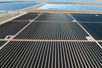 Copper Mountain Solar in El Dorado Valley, pictured on Sept. 5, 2024, in Boulder City. (Bizuaye ...