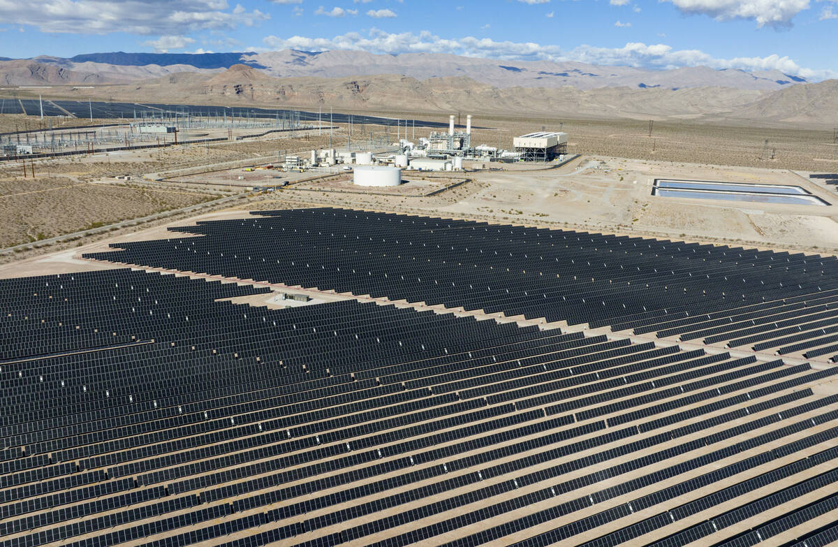 Solar panels are seen at the Harry Allen Power Plant on Oct. 29, 2024, in Las Vegas. NV Energy ...