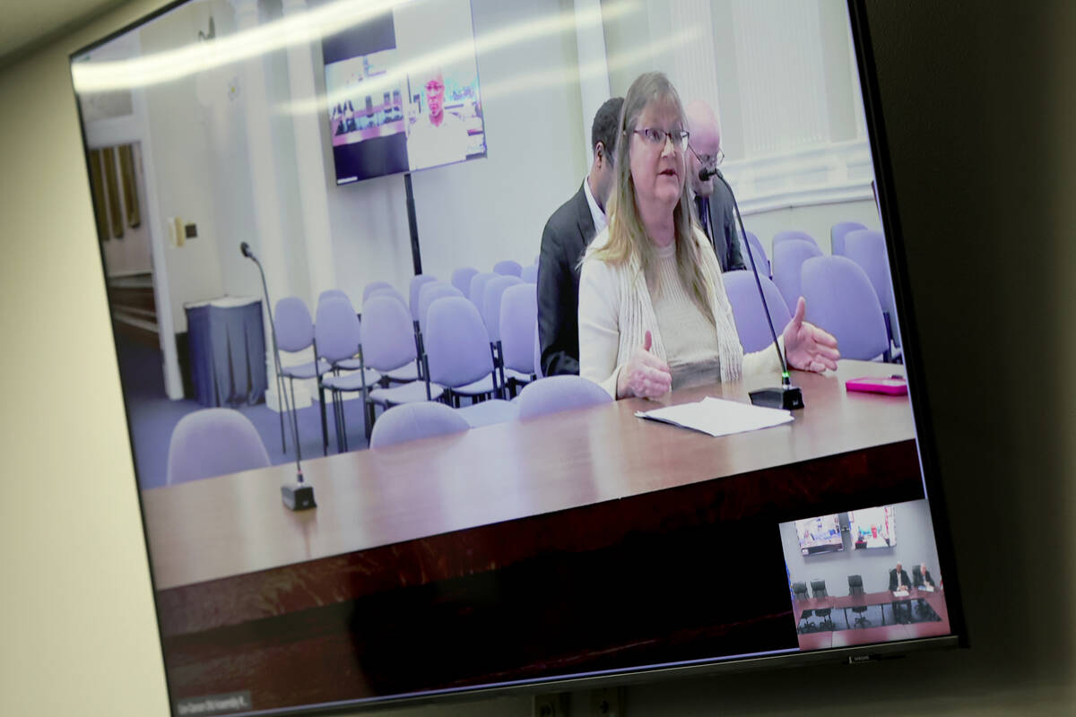 Tonya Brown, an advocates for inmates, speaks from Carson City during the public comment period ...