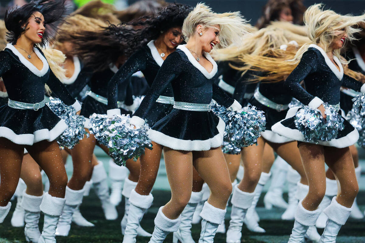 The Raiderettes perform during an NFL football game between the Raiders and the Jacksonville Ja ...