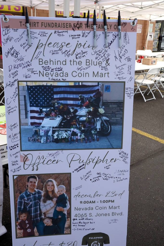 A banner honoring Metropolitan Police Department officer Colton Pulsipher is shown during a&#xa ...