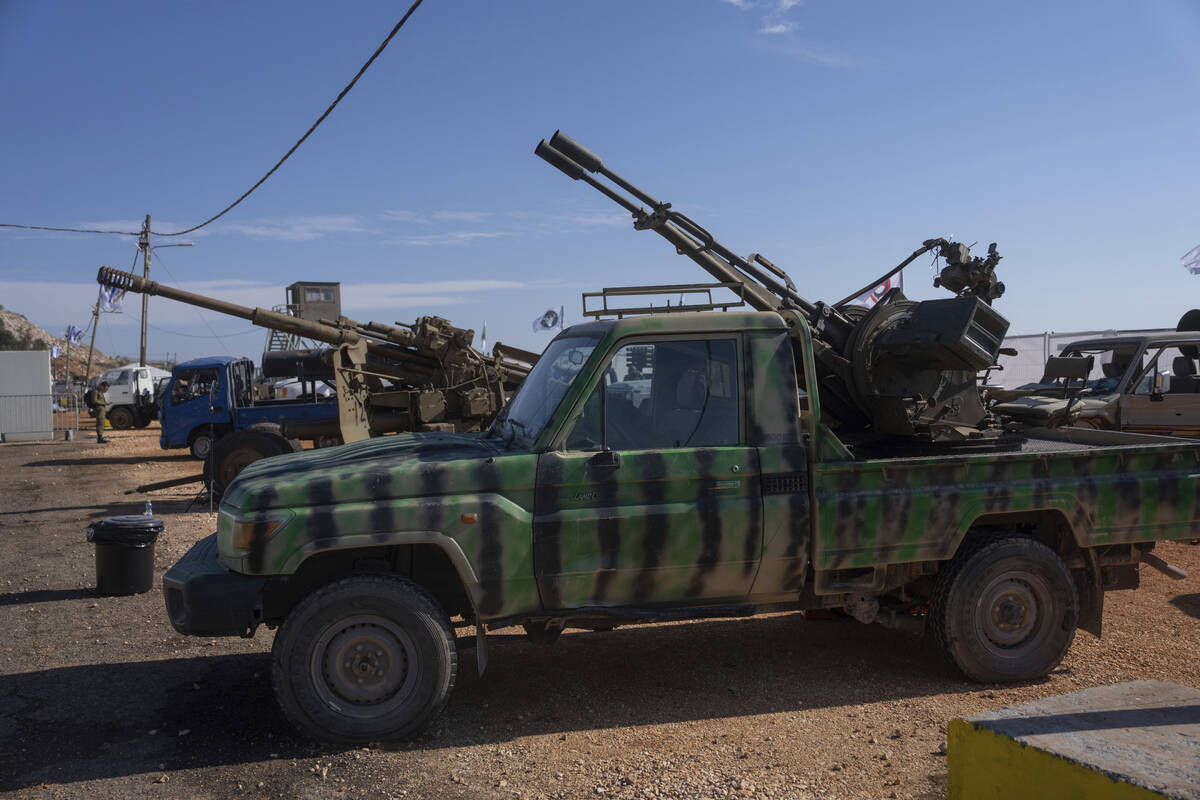 Weapons and other equipment seized by the Israeli military during its ground invasion of southe ...