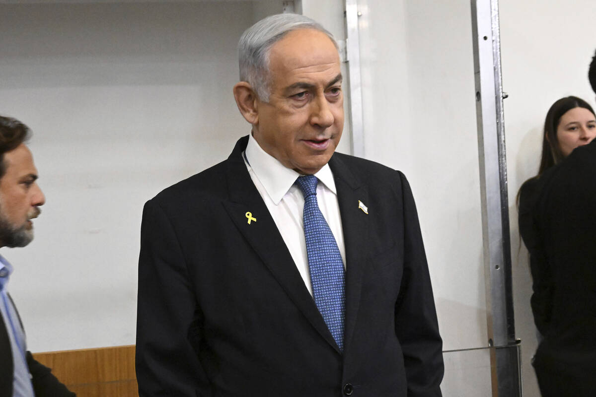 Israeli Prime Minister Benjamin Netanyahu attends the fifth day of testimony in his trial on co ...