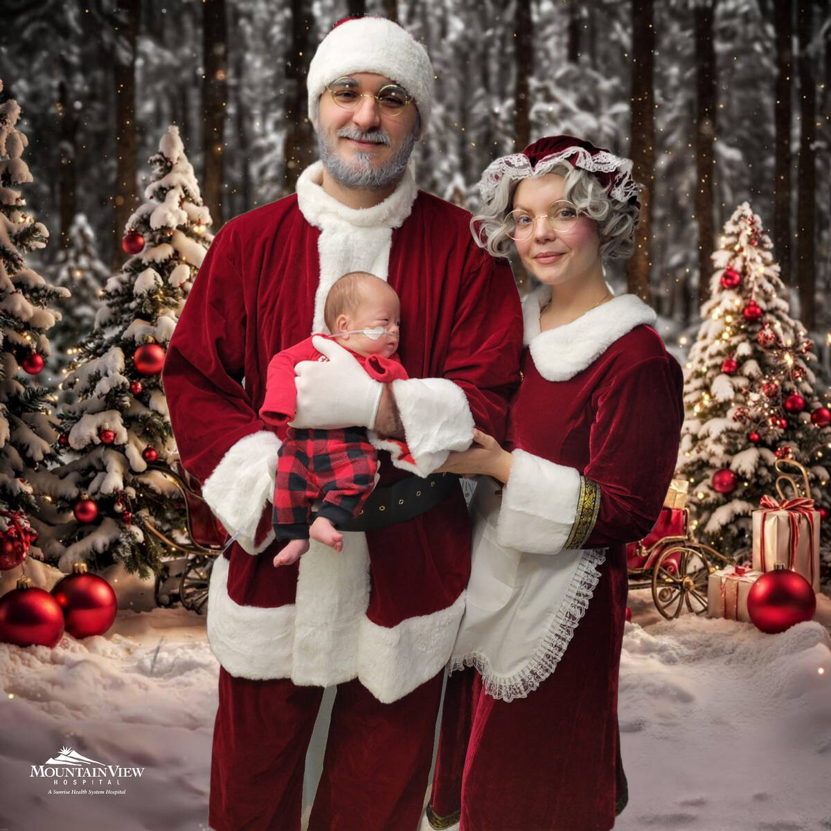 Santa Claus and Mrs. Claus pay a heartwarming visit to newborn at the Neonatal Intensive Care U ...