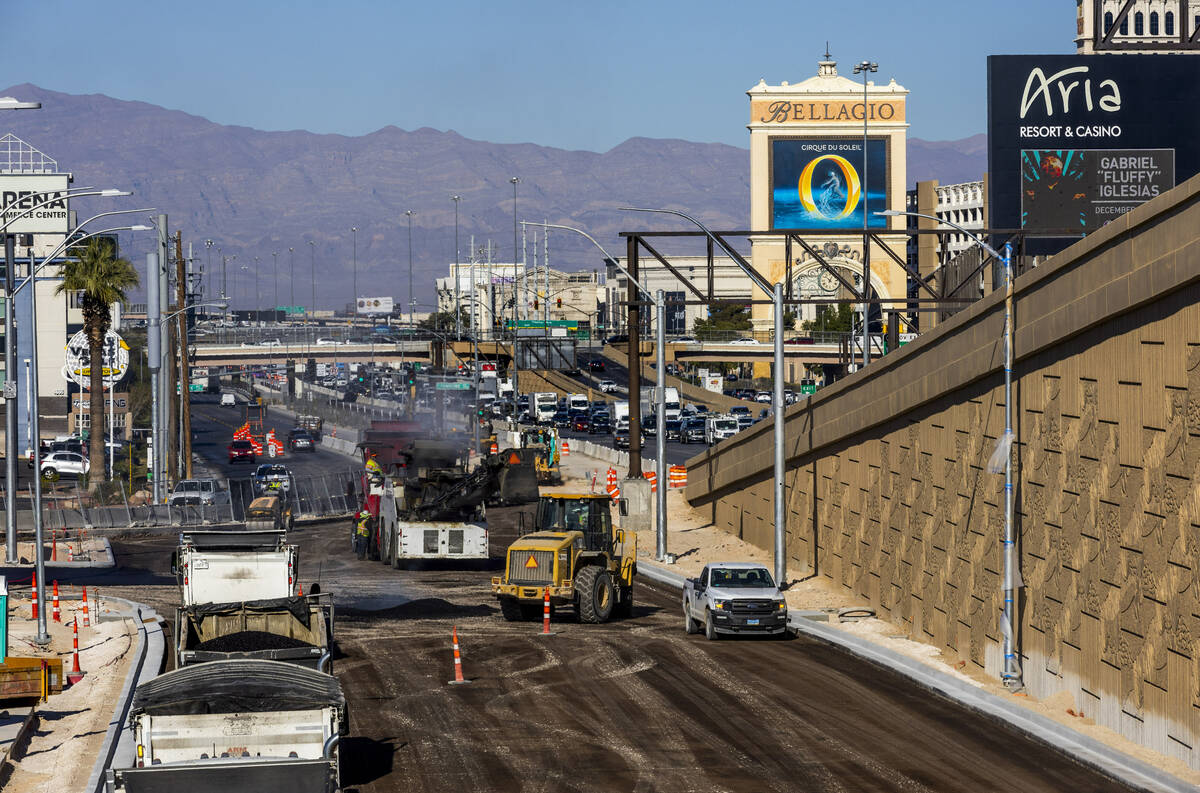 Roadwork along Dean Martin Drive and other streets continues as part of the I-15-Tropicana proj ...