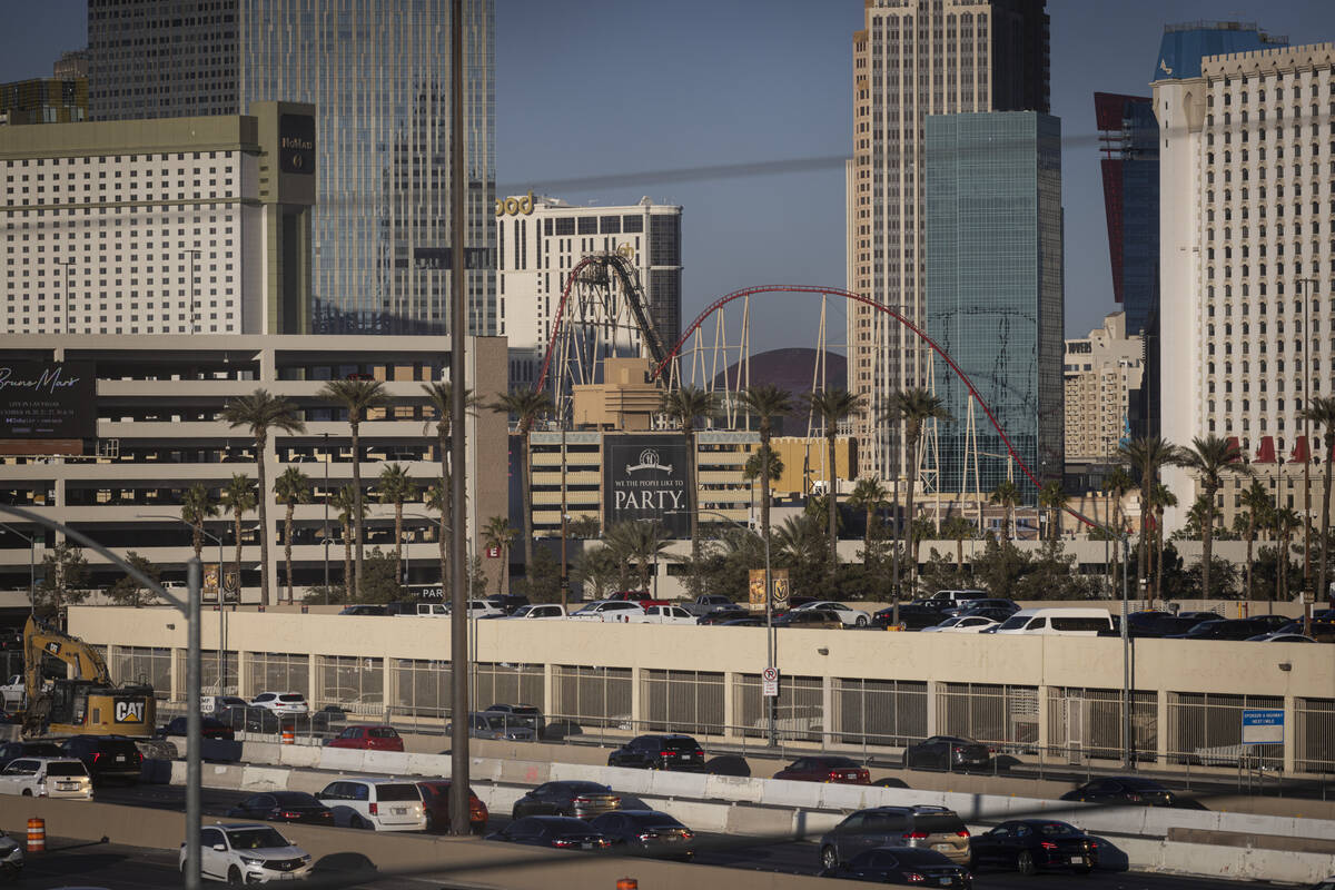 Traffic backs up along Interstate 15 as tourists arrive in Las Vegas ahead of the New Year&#x20 ...