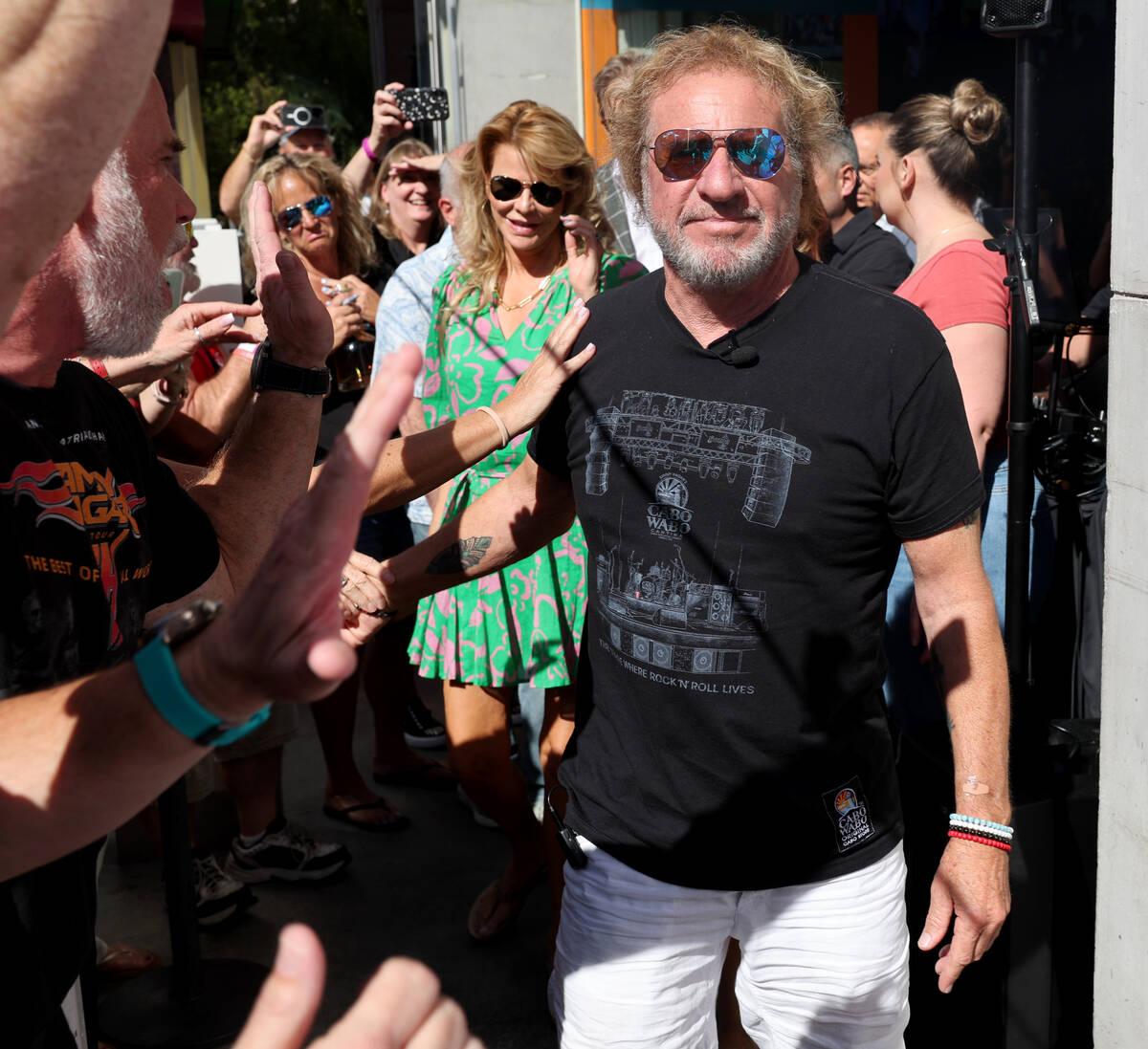 Sammy Hagar arrives to a ceremony to receive the Key to the Las Vegas Strip at Cabo Wabo Cantin ...