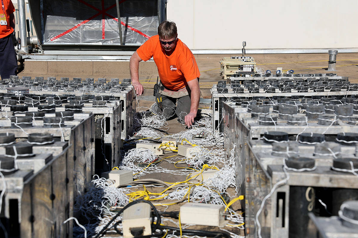 Fireworks by Grucci pyro technician Fred Muller sets up for America’s Party 2025 celebration ...