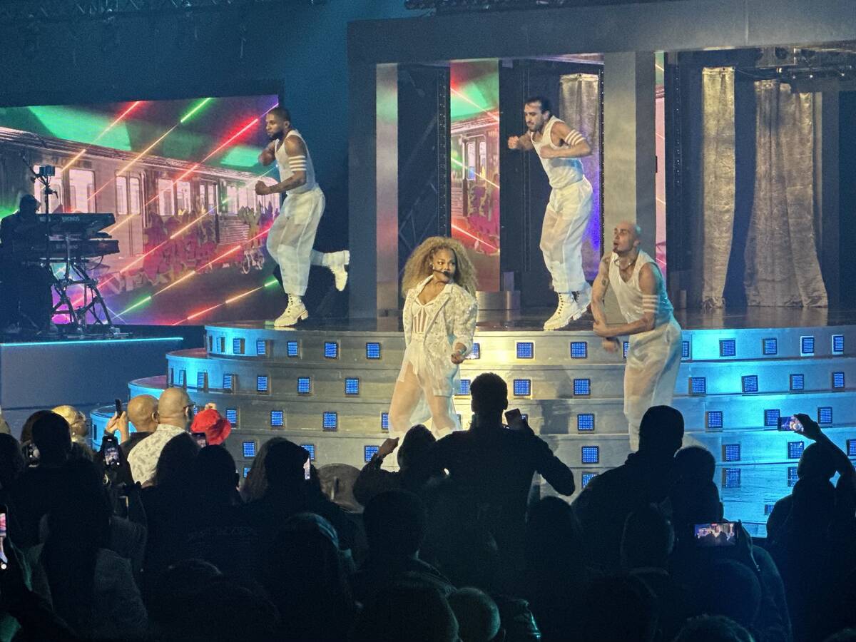 Janet Jackson performs at the launch of her residency production at Resorts World Theatre on Mo ...