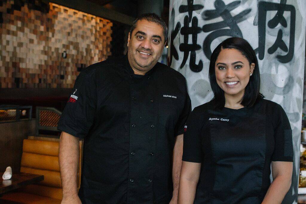 Michael Mina and Ayesha Curry are pictured at International Smoke at MGM Grand. (Mina Group)