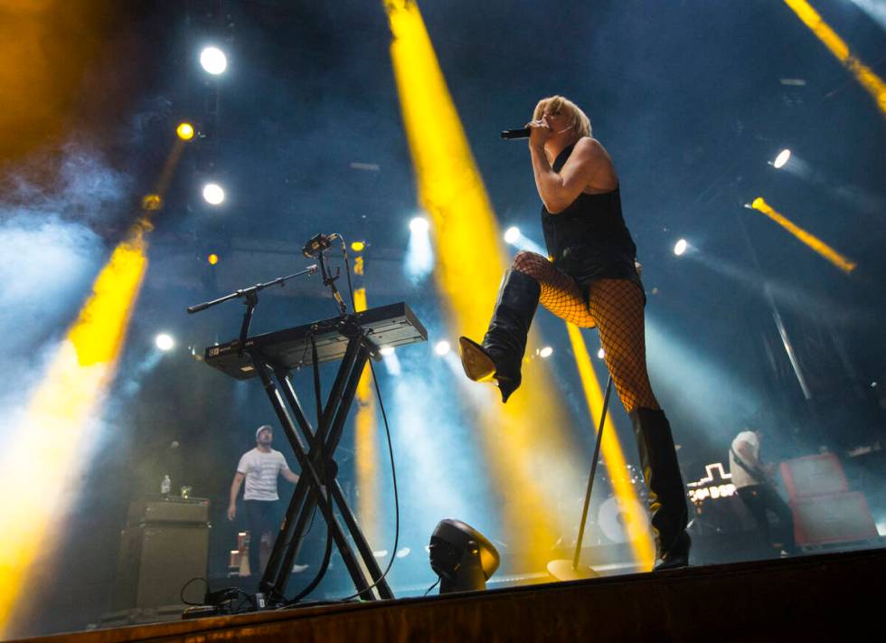 Sarah Barthel, of Phantogram, performs at the Huntridge stage during day 3 of the Life is Beaut ...