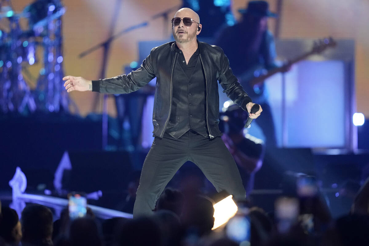 Pitbull performs on the first night of the 2022 iHeartRadio Music Festival, Friday, Sept. 23, 2 ...