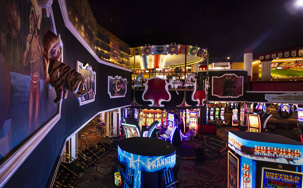 The midway area is seen above the casino floor at Circus Circus on Wednesday, Dec. 11, 2024, in ...