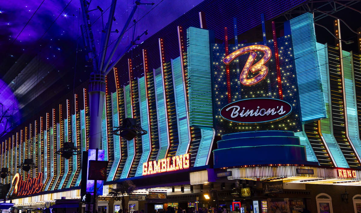 Binion’s is seen along the Fremont Street Experience on Wednesday, Dec. 11, 2024, in Las ...