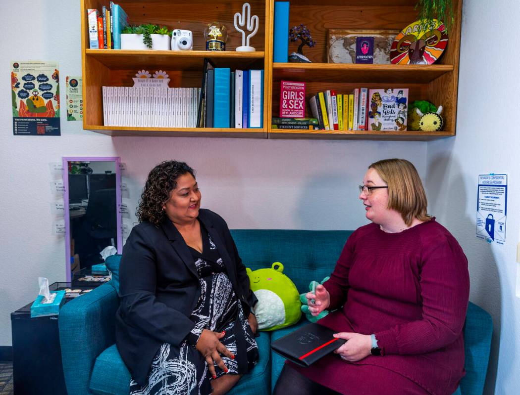 Director Christina Hall of the UNLV Care Center, right, with Juana Gomez, bilingual case manage ...