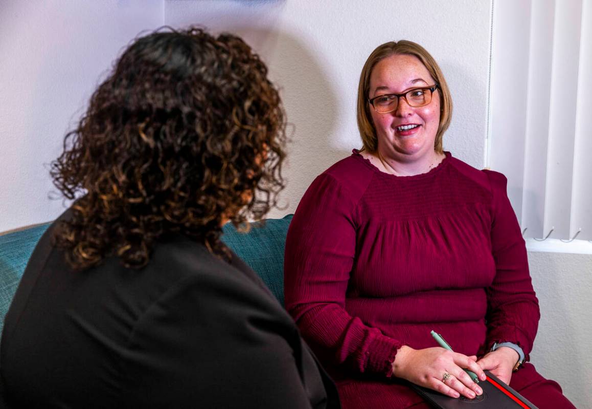 Director Christina Hall of the UNLV Care Center, right, with Juana Gomez, bilingual case manage ...