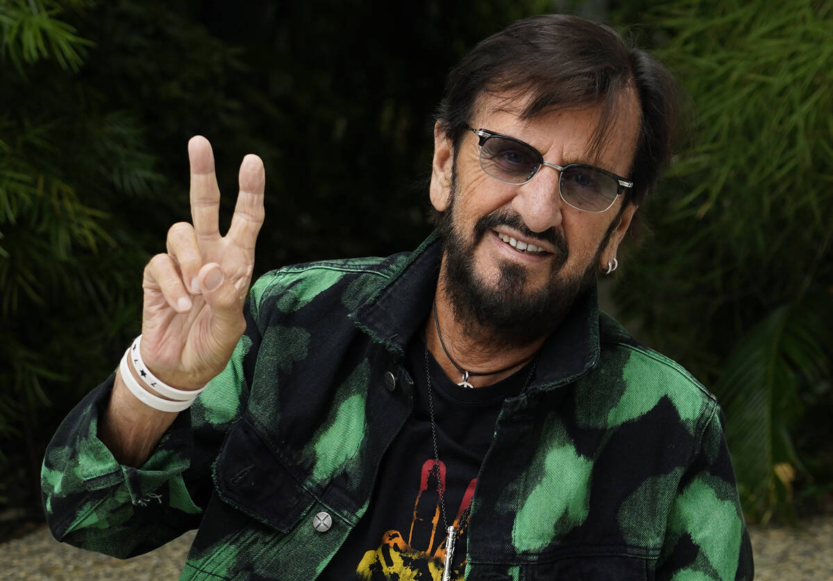 Ringo Starr poses Sept. 5, 2023, at the Sunset Marquis in West in Hollywood, California. (Chris ...