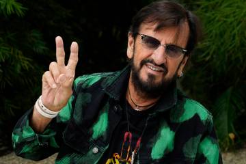 Ringo Starr poses Sept. 5, 2023, at the Sunset Marquis in West in Hollywood, California. (Chris ...