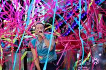 Chris Martin the band Coldplay performs on NBC's Today show at Rockefeller Plaza on Tuesday, Oc ...