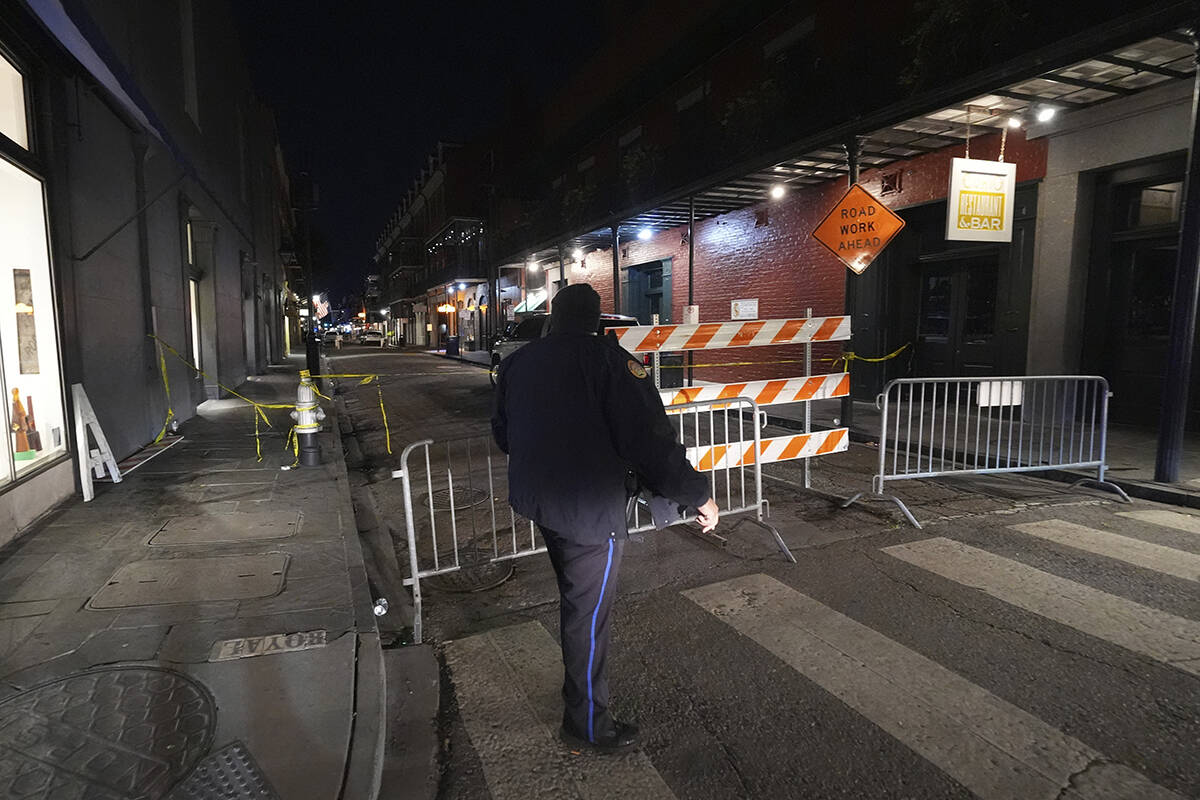 Emergency services attend the scene after a vehicle drove into a crowd on New Orleans' Canal an ...