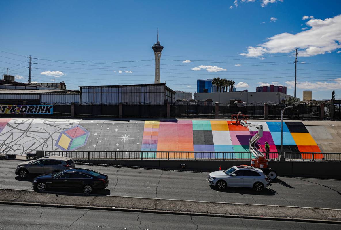 A mural by Vozzola entitled “Color Therapy,” at the Charleston underpass bridging the Arts ...