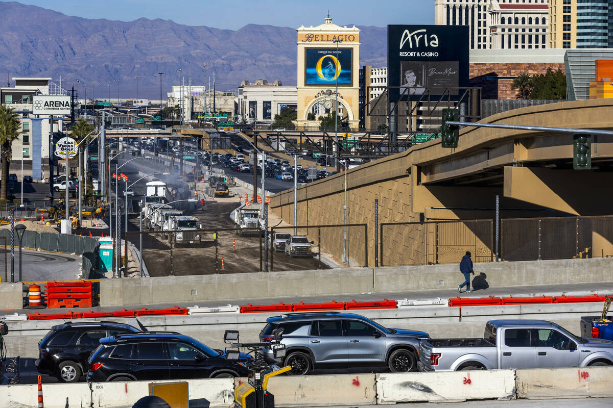 Roadwork along Dean Martin Drive and other streets continues as part of the I-15-Tropicana proj ...