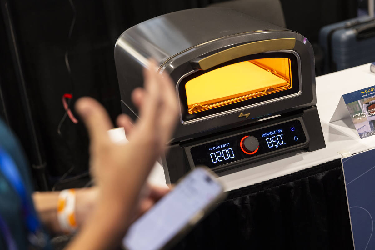 The Model P smart pizza oven by Current Backyard is seen during CES Unveiled on the first media ...