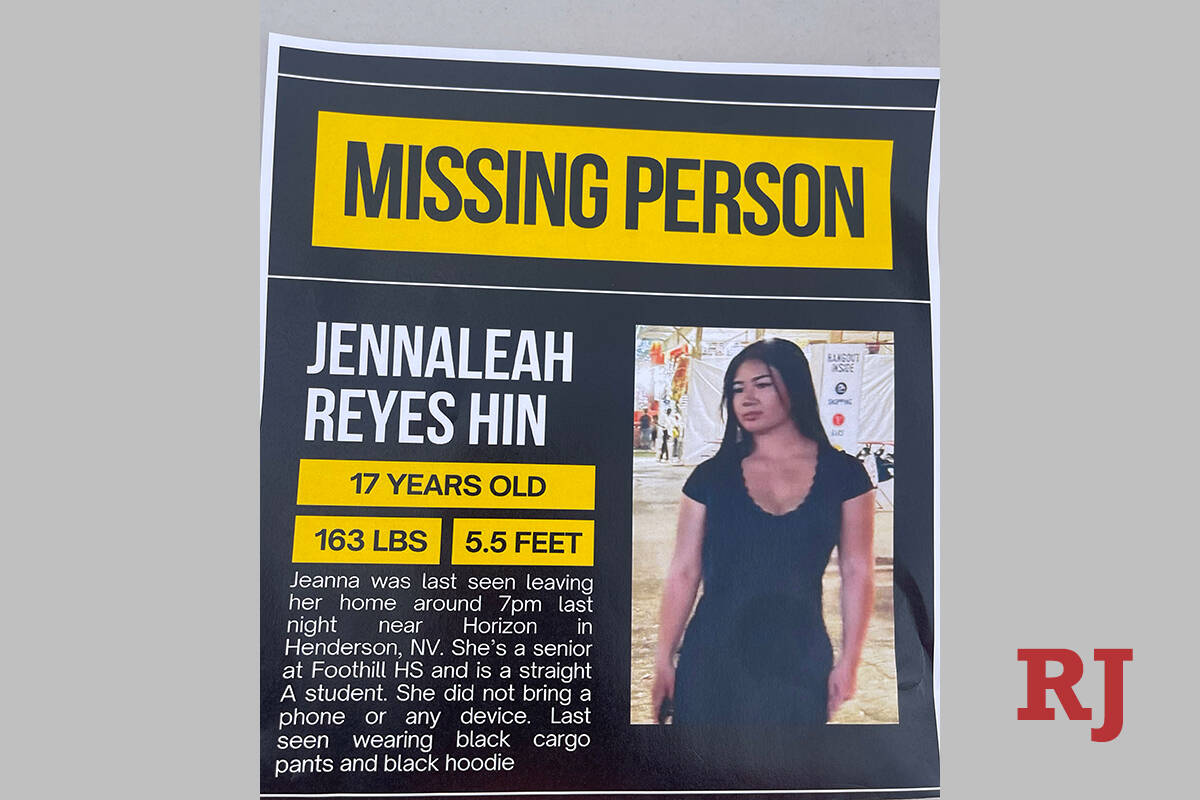 Red Rock Search & Rescue says Jennaleah Hin, 17, a Foothill High School senior, went missing on ...