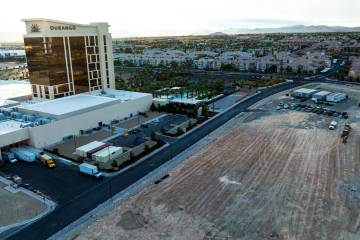 An aerial view of Durango hotel-casino with the vacant land to its west, on Tuesday, Jan 7, 202 ...